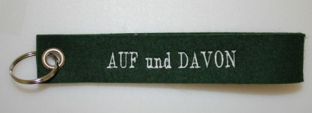 Filz-Schlüsselanhänger mit Stick Auf und Davon Gr. ca. 17x3cm 14254 dunkelgrün