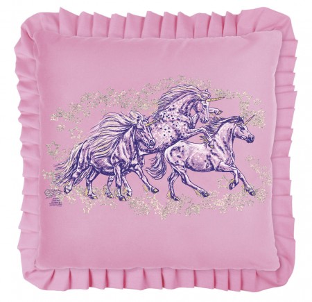 KISSEN - Sternen-Pony - Gr. ca. 40x40cm - 11366 - Zierkissen Dekokissen Rüschenkissen