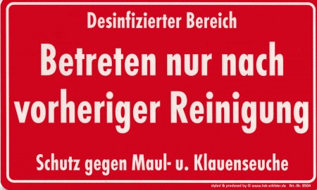Hinweisschild - DESINFIZIERTER BEREICH - 308504 - Gr. 25 x 15 cm