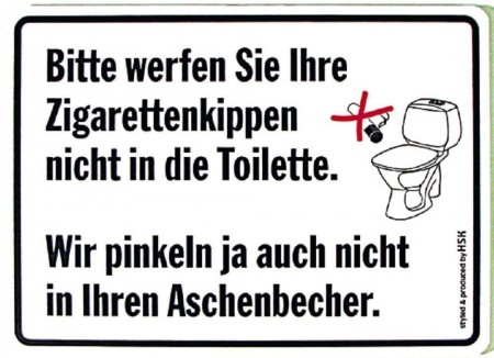 Hinweisschild - Bitte werfen Sie Ihre Zigarettenkippen... - Gr. ca. 25 x 15cm - 309020