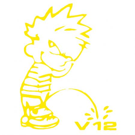 Pinkelmännchen Applikations-Aufkleber - V12 Motor - 303638 Gr. ca. 15cm