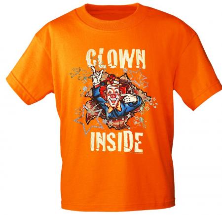 T-Shirt mit Print - Karneval - Clown Inside - 09523 - versch. Farben zur Wahl - Gr. S-2XL Orange / M