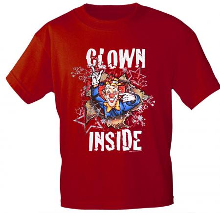 T-Shirt mit Print - Karneval - Clown Inside - 09523 - versch. Farben zur Wahl - Gr. S-2XL rot / S