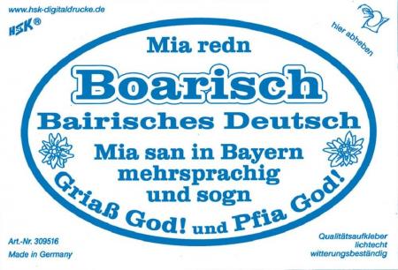 PVC-Aufkleber - Mia redn Boarisch - 301516 - Gr. ca. 5 cm Durchmesser