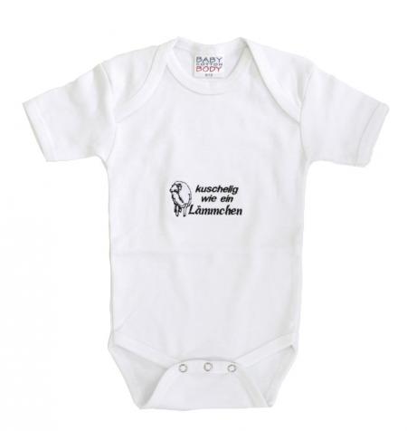 Babystrampler mit Einstickung – kuschelig wie ei Lämmchen - 08340 weiß - Gr. 0-24 Moante