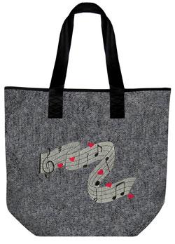 Filztasche mit Stickmotiv - MUISK NOTEN MELODIE - 26043 - Tasche Shopper Umhängetasche Bag