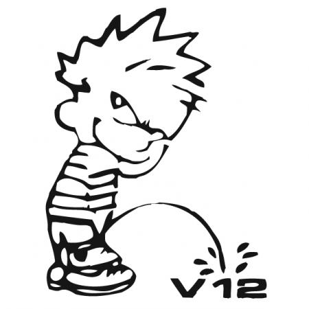 Pinkelmännchen Applikations-Aufkleber - V12 Motor - 303638 Gr. ca. 15cm