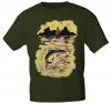 T-Shirt unisex mit Print - Bachforelle - 09807 olivgrün - Gr. M