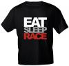 T-Shirt mit Print - EAT SLEEP RACE - 09958 schwarz - Gr. S