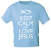 T-Shirt mit Print - Keep calm and love Jesus - 12910 - versch. Farben zur Wahl - Gr. S-2XL hellblau / XL