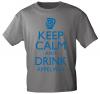 T-Shirt mit Print - Keep calm and drink Äppelwoi - 12912 - versch. Farben zur Wahl - Gr. S-2XL grau / L