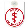 Hinweisschild f. Rückspiegel im Auto - ARZT/Ärztin/Pfleger/Pflegerin IM DIENST - Gr. 10x13cm - 308045 weiß incl. Saugnapf
