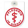 Hinweisschild f. Rückspiegel im Auto - ARZT/Ärztin/Pfleger/Pflegerin IM DIENST - Gr. 10x13cm - 308045 weiß incl. Saugnapf