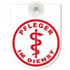Hinweisschild f. Rückspiegel im Auto - ARZT/Ärztin/Pfleger/Pflegerin IM DIENST - Gr. 10x13cm - 308045 weiß incl. Saugnapf