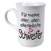 Tasse mit Print für die beste Schwester weiss 57418