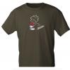 T-Shirt mit Print - Pinkelmännchen gegen Drohnen - 85178 Braun Gr. S-2XL
