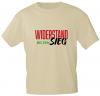 T-Shirt mit Print Textildruck - WIDERSTAND bis zum Sieg - 85234/1 Beige Gr. S-2XL