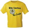 T-Shirt Unisex mit Print - Bin Sachse mei Gudster - 09805 gelb - Gr. L