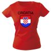 Girly-Shirt mit Print Fahne Flagge Wappen Kroatien Croatia G76387 rot Gr. L