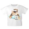 Kinder T-Shirt mit Print Cat KatzeTasse Kaffee KA076/1 Gr. 122-164