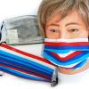 Design Maske aus Baumwolle mit zertifiziertem Innenvlies - gestreift Blau-Rot-Weiß - 15440 + Gratiszugabe
