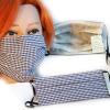 Design Maske aus Baumwolle mit zertifiziertem Innenvlies - Pepita Schwarz-Weiß - 15404 + Gratiszugabe
