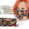 Design Maske aus Baumwolle, mit zertifiziertem Innenvlies - Bärchen kariert - 15499 + Gratiszugabe