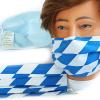 Maske aus Baumwolle mit zertifiziertem Innenvlies - bayerisch Raute groß Blau-Weiss - 15449 + Gratiszugabe