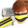 Design Maske aus Baumwolle mit zertifiziertem Innenvlies - Gelb-Schwarz gestreift - 15450 + Gratiszugabe