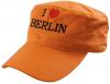 Military - Cap mit Berlin - Stickerei - I love Berlin - 60516 schwarz weiss orange - Baumwollcap Baseballcap Hut Cappy Schirmmütze
