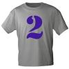 Marken T-Shirt mit Print Zahl Zwei - 2 - 85125 Grau Gr. S-3XL