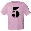 Marken T-Shirt mit Print Zahl Fünf - 5 - 85125 Rosa Gr. S-3XL