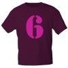 Marken T-Shirt mit Print Zahl Sechs - 6 - 85125 Bordeaux Gr. S-3XL