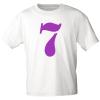 Marken T-Shirt mit Print Zahl Sieben - 7 - 85125 Weiß Gr. S-3XL