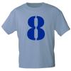 Marken T-Shirt mit Print Zahl Acht - 8 - 85125 Hellblau Gr. S-3XL
