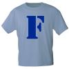 Marken T-Shirt mit Print Buchstabe - F - 85121 Hellblau Gr. S-3XL