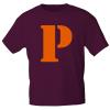 Marken T-Shirt mit Print Buchstabe - P - 85121 Bordeaux Gr. S-3XL