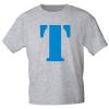 Marken T-Shirt mit Print Buchstabe - T - 85121 Hellgrau Gr. S-3XL