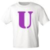 Marken T-Shirt mit Print Buchstabe - U - 85121 Weiß Gr. S-3XL