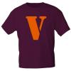 Marken T-Shirt mit Print Buchstabe - V - 85121 Bordeaux Gr. S-3XL