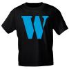 Marken T-Shirt mit Print Buchstabe - W - 85121 Schwarz Gr. S-3XL