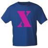 Marken T-Shirt mit Print Buchstabe - X - 85121 Royalblau Gr. S-3XL
