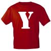 Marken T-Shirt mit Print Buchstabe - Y - 85121 Rot Gr. S-3XL