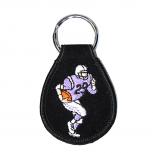 Schlüsselanhänger aus Stoff mit Einstickung - violett Footballplayer - Gr. ca. 5x6,5cm - 02467