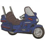 Aufnäher Applikation Spruch - Motorrad - 04719-2 - Gr. ca. 11cm x 8cm in 2 Farben blau