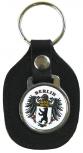 Leder- Schlüsselanhänger mit Button - Wappen Berlin - Gr. ca. 5x7cm - 06203 - Keyholder mit Metallplakette