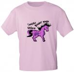 Kinder T-Shirt mit Aufdruck - Tausche kleinen Bruder gegen Pony - 06917 - rosa - Gr. 86-164