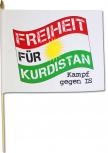 Stockfahne - FREIHEIT FÜR KURDISTAN - Kampf gegen IS - Gr. ca. 42x33cm - 07683 - Flagge mit Holzstock Länderfahne