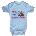 Babystrampler mit Print - Papa ist Traktor fahrn ich bleib bei Mama - 08308 hellblau - Gr. 0-24 Monate