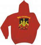 Kapuzen-Sweater unisex mit Print - Württemberg Wappen - 09025 rot - Gr. S-XXL